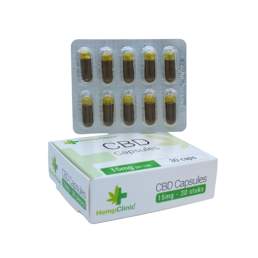 Verpakking CBD capsules van Hemp Clinic